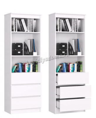 Стеллаж Аванта с ящиком (Белый шагрень)