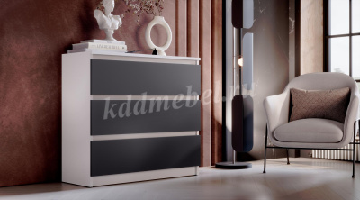 Комод Вега 3Я (Белый/Графит)