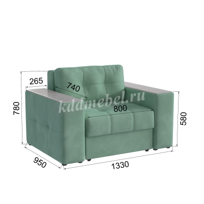 Кресло-кровать Виконт (Мятный/Холст белый)