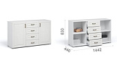 Комод 2 двери 4 ящика Лацио (Белый/Белое дерево)