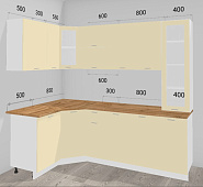 Кухня угловая Ксения 1,35*2,35 МДФ Белый (Ваниль глянец/Сттолешница Дуб вотан)