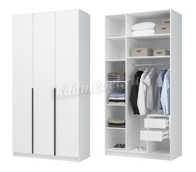 Шкаф Лион 3х створчатый с антресолью (Белый)