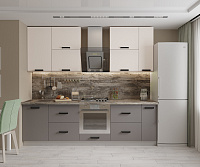 Кухня угловая Контемп М 1,4*1,2 (Слоновая кость/Графит/Столешница Олдвуд)