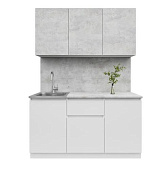 Кухня Лето 1,5 (Белый/Цемент светлый)