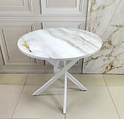 Стол обеденный Арчи-3 0.8 (Мрамор 691/Опоры белые)