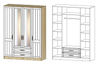 Шкаф Виктория 4-х створчатый (Дуб сонома/Белое дерево)