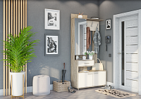 Вешалка с зеркалом Граф левая (Дуб баррик/Перламутр)