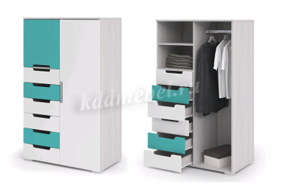 Комод-шкаф со штангой Миа (Дуб анкор/Матовый металлик)