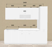 Кухня Ксения 2,4 с пеналом МДФ Белый (Белый)