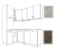 Кухня угловая Сардика 1.3*1.8м (Камень светлый/Камень темный)