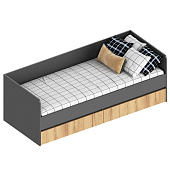 Кровать Стил с ящиками (Темно-серый лофт/Дуб золотистый)