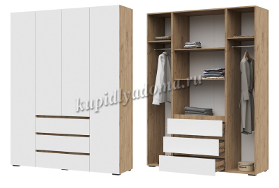 Шкаф распашной Лаванда 1600 (Крафт золотой/Белый) 