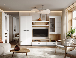 Либерти СтендМебель (Дуб сонома/Белый глянец)