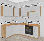 Кухня угловая Кассия 1,55*2,20 МДФ Крафт (Венеция Лайт/Столешница Дуб вотан)