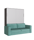 Комплект кровать-шкаф Трансформер 1600*2000 (Черный ясень/Перламутр)