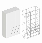 Шкаф 3-ств Бьянко с 3 ящиками (Белый лофт)
