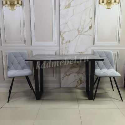 Стол обеденный пластик Мистик (Бетон слюда/Опоры черные)