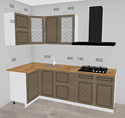 Кухня угловая Модена 1,10*2,35 МДФ (Дуб серый/Дуб Вотан) N