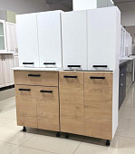 Кухня Хозяюшка 1200 б/м, б/с (Белый/Дуб Вотан)