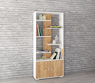 Стеллаж Ромео-4 (Дуб крафт золотой/Белый древесные поры)