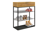 Обувница Вельвет (Дуб крафт золотой/Акация светлая/Черный муар)