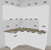 Кухня угловая Пасадена 1,35*1,85 ЛДСП Белый (Белый бриллиант/Столешница Кантри) 