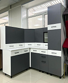 Кухня угловая Грейс 1.3*1.8м (Графит/ вставка белая)