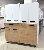 Кухня Хозяюшка 1200 б/м, б/с (Белый/Дуб Вотан)