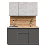 Кухня Лето 1,5 (Графит/Цемент светлый)