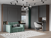 Секретер-рабочий стол с надстройкой (Ясень анкор темный/Темно-серый)