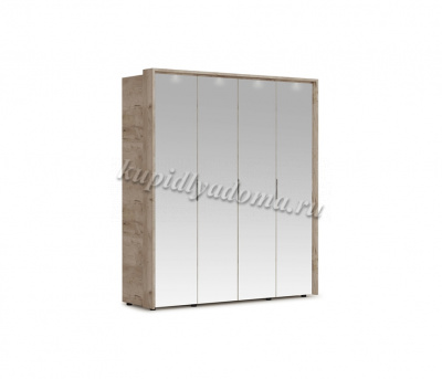 Шкаф Джулия 4-х дверный с 4 зеркалами с порталом (Дуб крафт серый)