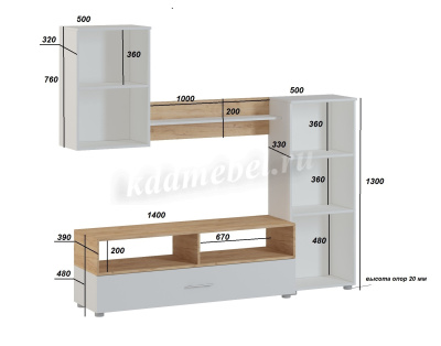 Гостиная Оскар 1 (БелыйДуб золотой)