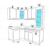 Кухня угловая Дина 1,35*1,85 ЛДСП (Ясень шимо светлый/Ясень шимо темный)